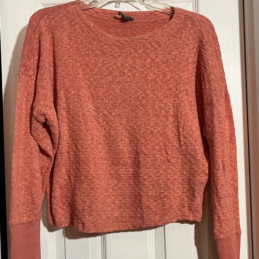 Anthropologie Red Heather Boatneck Long Sleeve Top